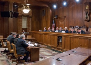 The Senate Majority and Democratic Policy Committees team up to review suggestions from the private and public sector on ways to improve the state’s economic development efforts during a public hearing at the state Capitol