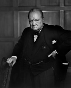 A picture of former Prime Minister of the United Kingdom, Winston Churchill.