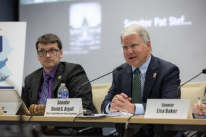 A picture of Senator Dave Argall speaking to attendees at a Senate Majority Policy Committee Hearing in April 2026 focused on dental healthcare shortages in Pennsylvania.