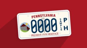 A picture of the new PA Preserve Our Heritage license plate.