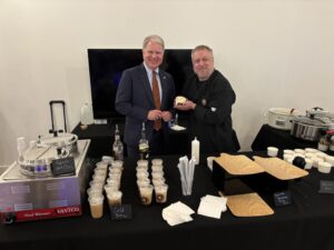 Senator Argall with Stephen Smith at the Launch Pottsville III event at Arrow Studios in Pottsville.