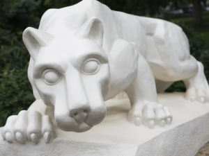 A picture of the Penn State Nittany Lion statue.