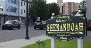 Welcome to Shenandoah sign in downtown Shenandoah, PA.