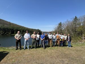 A picture of a group of volunteers from the PA Outdoor Corps on their first adult field visit to Tuscarora State Park in Ryan Township.