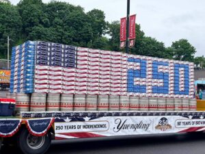 A picture of Yuengling’s America 250 float for the Schuylkill County America 250 Parade in Pottsville.