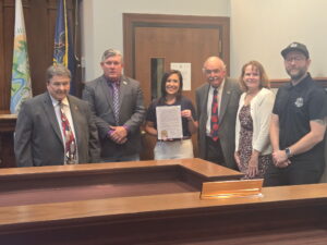 Christine Verdier and the Schuylkill County Commissioners as they presented a proclamation to the September 11th National Memorial Trail Alliance.