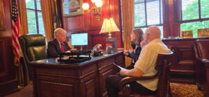Sen. Argall meeting with Dr. Robert Childs and Ivelise Childs.