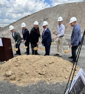 A picture of Sen. Argall participating in the recent groundbreaking at the future Hazleton Creek Commerce Center.