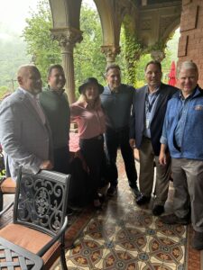 A picture of Sen. Argall with U.S. Senator Dave McCormick, Congressman Ryan Mackenzie, Rep. Doyle Heffley, and Commissioner Mike Sofranko at the Harry Packer Mansion in Jim Thrope.