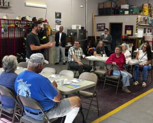 A picture of Port Carbon Mayor Jim McBreen speaking at a recent town hall meeting hosted by Sen. Argall and Rep. Tim Twardzik in Palo Alto.