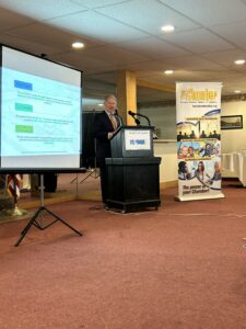 A picture of Sen. Argall speaking at the Greater Hazleton Chamber of Commerce Red Carpet Breakfast.