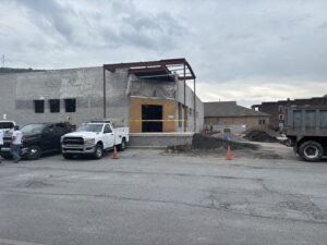 A picture of ongoing construction at the future Temple Dental Education Center & Clinic.