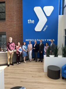 Sen. Dave Argall and Rep. Dane Watro with staff from the Greater Hazleton YMCA.