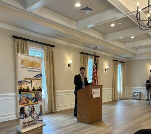 A picture of Congressman Rob Bresnahan speaking at a recent Greater Hazleton Chamber of Commerce Breakfast.