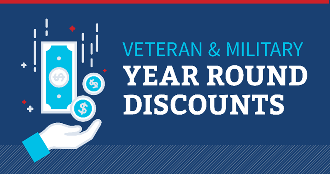 “Veteran & Military Year Round Discounts.”