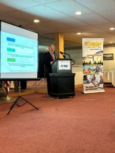 A picture of Sen. Argall speaking at a recent Greater Hazleton Chamber of Commerce Red Carpet Breakfast.