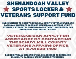a graphic advertising the Shenandoah Valley Sports Locker & Veterans Support Fund.