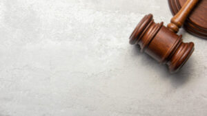 gavel laying on a table.