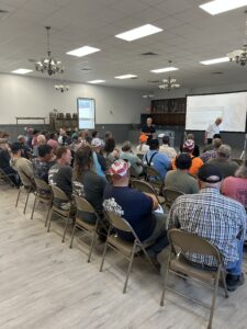 A picture of Senator Argall speaking at his Night Out with the Game Commission event in New Ringgold.