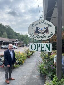 Sen. Argall at the Bear Creek Café.
