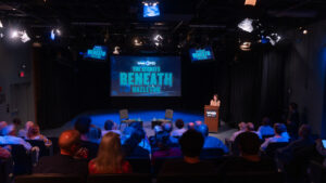 A group of people at the screening of “The Secrets Beneath Hazleton.”