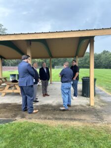 Sen. Argall and Rep. Eddie Day Pashinski speaking with Bear Creek Township Supervisors.