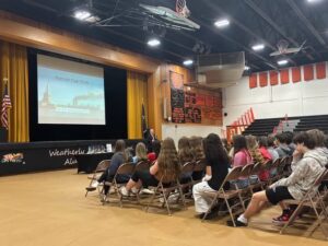 Sen. Argall speaking at the Weatherly Area Middle School 9/11 Program.