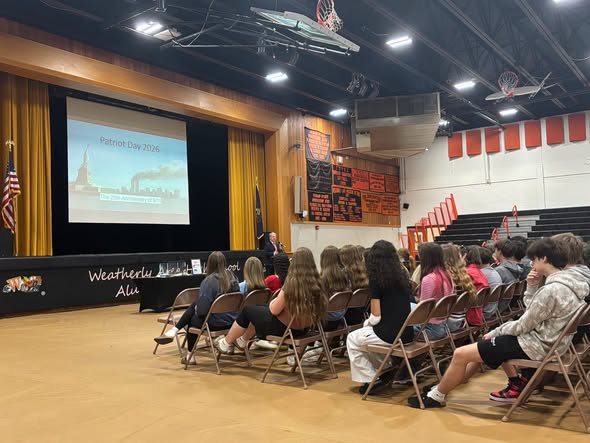 Sen. Argall speaking at the Weatherly Area Middle School 9/11 Program.