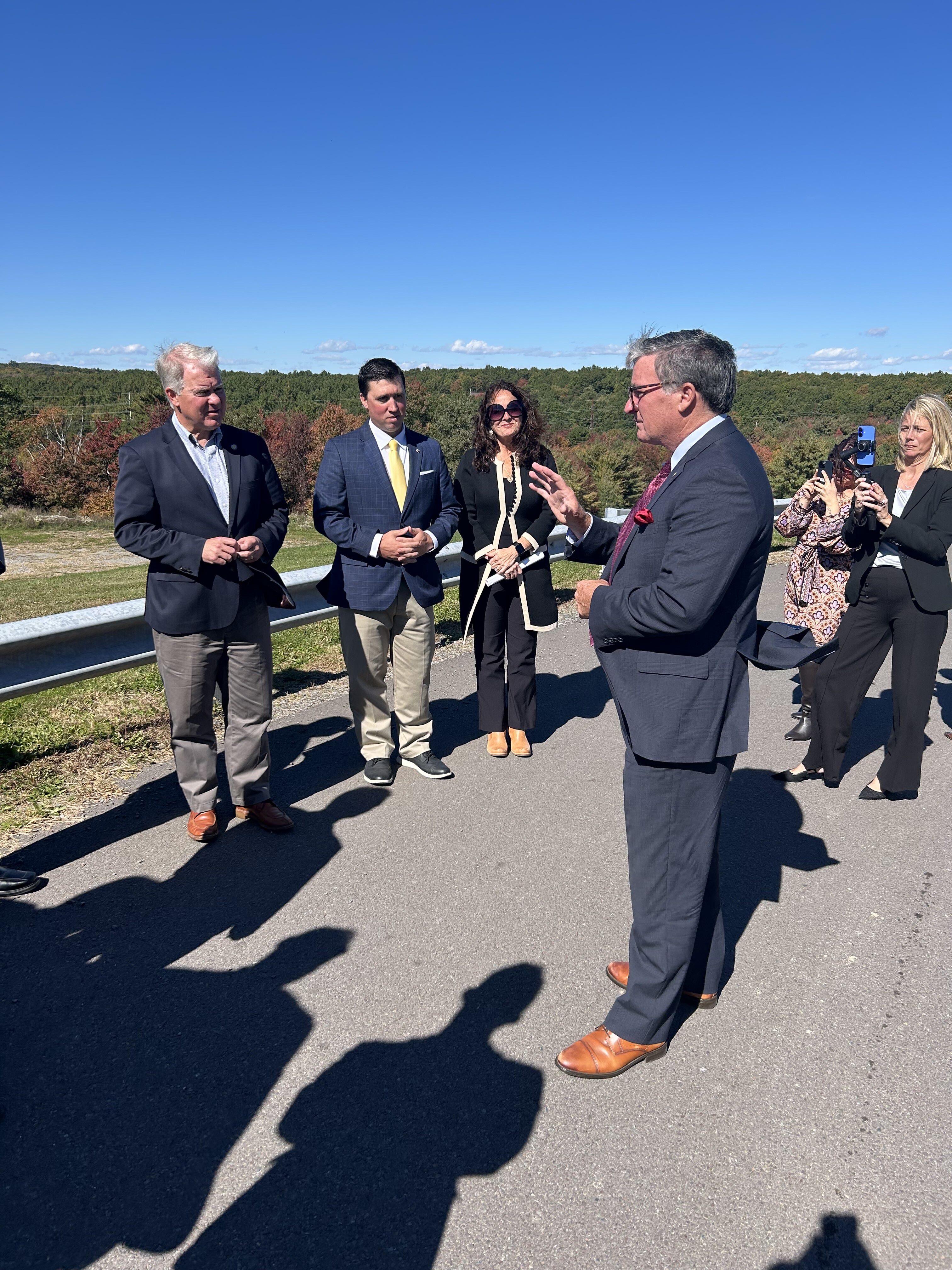 Sen. Argall and PA Secretary of Transportation Michael Carroll reviewing planning for a new access road connecting the Hazleton Area School District’s North Academic Campus and Hazle Township Boulevard.