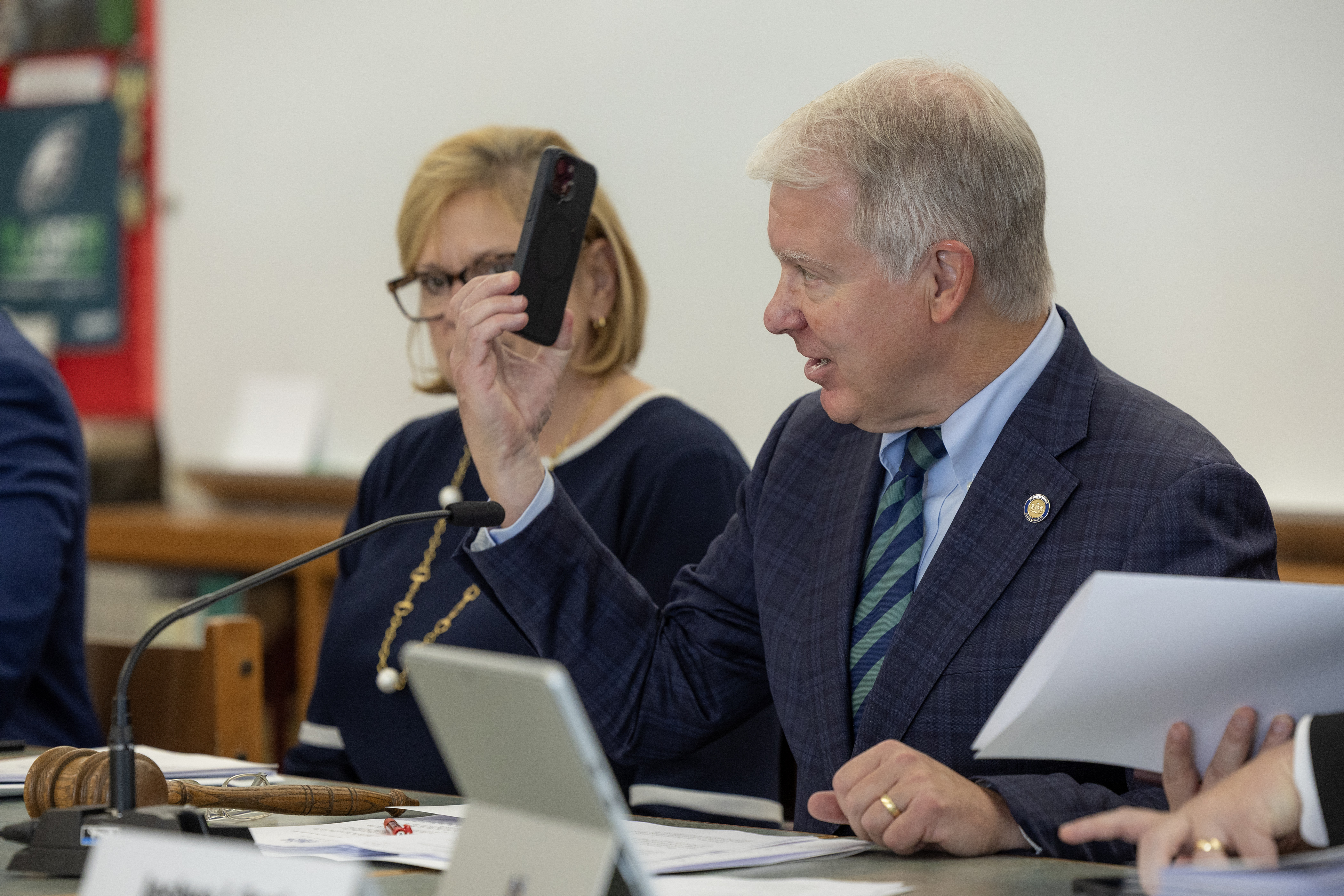 Sen. Argall chairing a recent Senate Majority Policy Hearing.
