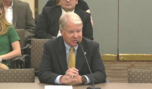 A picture of Sen. Argall speaking on his Senate Bill 115 during the House Human Services Committee meeting.